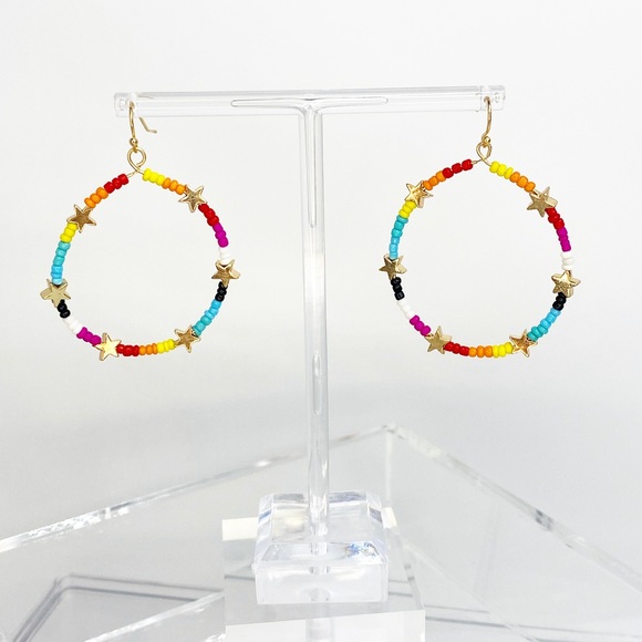 Rainbow Galaxy Hoop Earrings - Picture 4 of 7